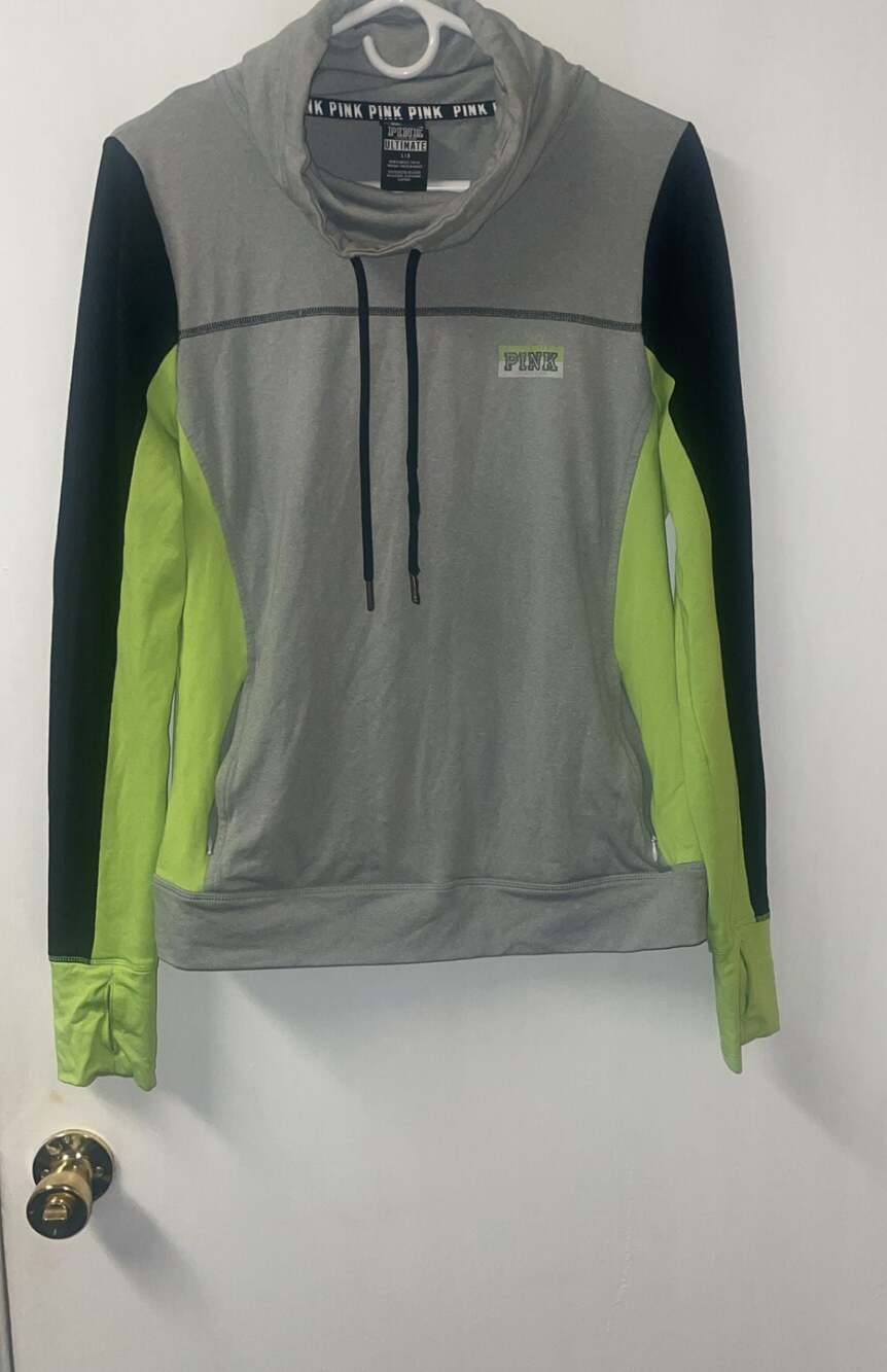 Victoria's Secret PINK Ultimate Funnel Neck Gray Neon Pullover